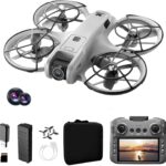 Drone with Camera for Adult Beginners, Brushless Motor, One Key Take Off/Land, Optical Flow Positioning Gesture Photo Video RC Quadcopter with Body Light 2 Battery V666 Drones Gift for Adults Beginner