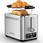 KEENSTAR Touch Screen 2-Slice Toaster with 6 Browning Levels, Bagel, Defrost & Timer, Wide 1.5″ Slots, Removable Crumb Tray, 900W Stainless Steel Smart Toaster for Bagels, Breads & Waffles
