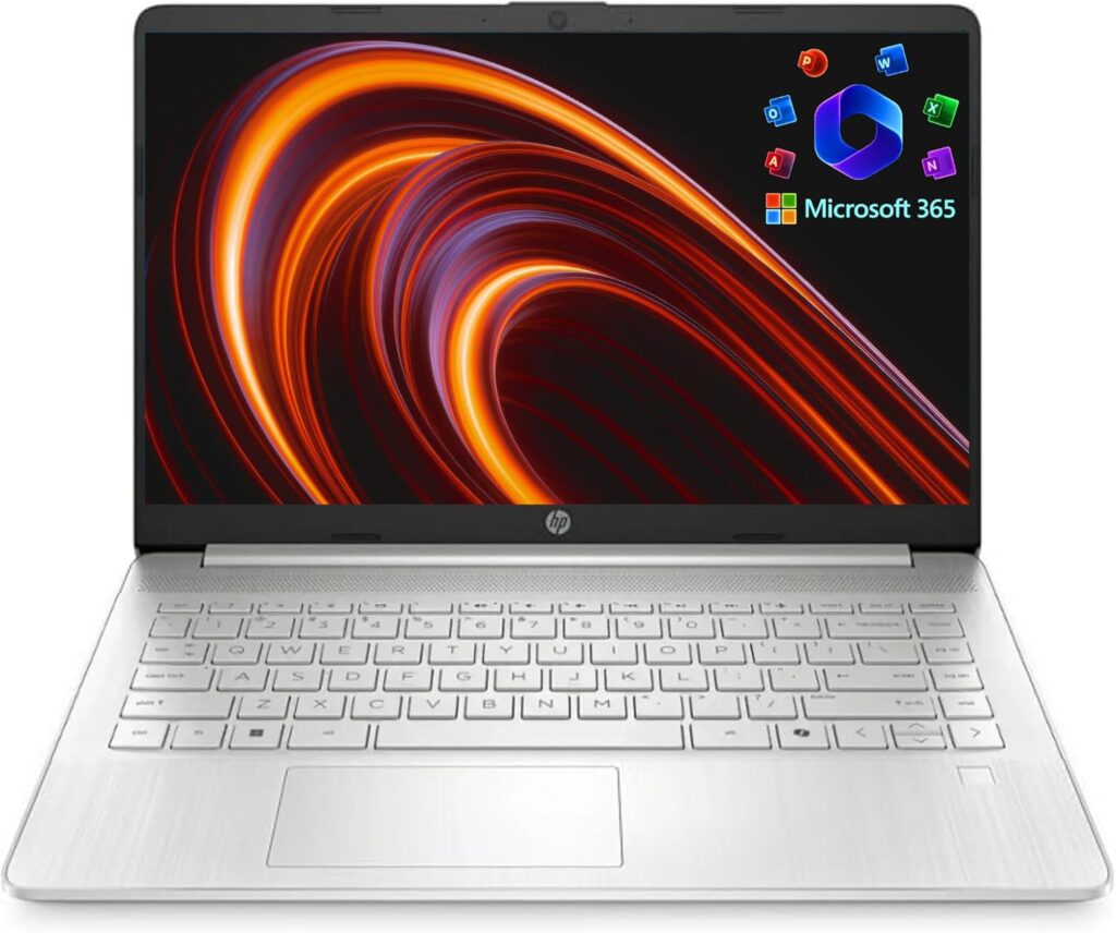 HP Ultra Slim Laptop for Students and Business | 1 Year Office 365 | 1.1TB Storage (1TB Cloud and 64GB Hard Drive) | Intel Quad-Core, 8GB RAM | Windows 11 Home w/o Earbuds