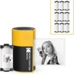KODAK Memo Shot ERA Kids Instant Digital Camera and Photo Label Printer (Yellow, Camera + 10 Rolls)