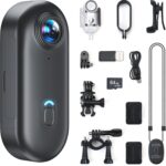 4K Mini Body Camera, Sports Camera, 64GB Action Snap Cam, POV Snapcam, Thumb Size Hands-Free Recording Body Worn, Premium Portable Camcorder Mount Anywhere for Work, Fishing