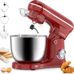 Electric Stand Mixer,10 Speeds 660W Tilt-Head Food Mixer, 3-IN-1 Kitchen Mixer for Daily Cooks with 6.5 QT Bowl,Dough Hook, Beater, Whisk (Empire Red)