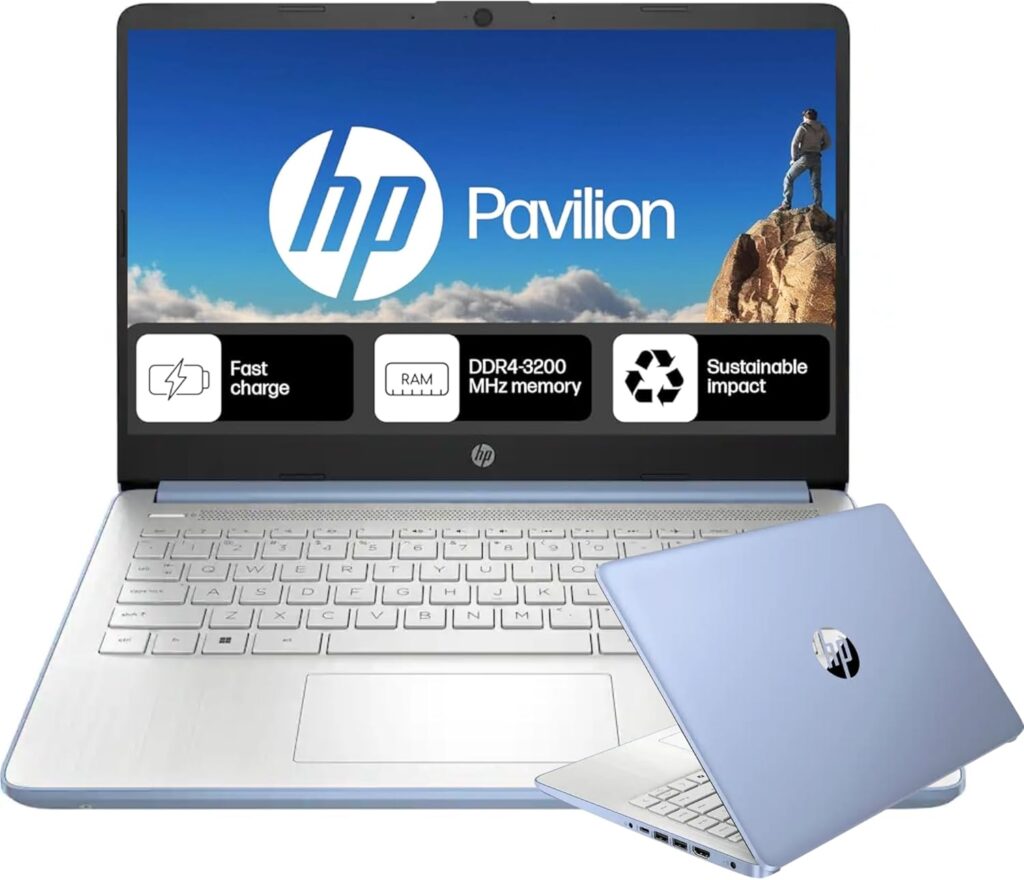 HP Everyday Laptop | Office 365 | Intel Quad-Core Processor | 11.5 HRs Battery | 1TB Cloud Storage with 128GB SSD, 8GB RAM | Copilot AI Windows 11 w/o Mouse