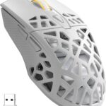 LTC GM023 Tri-Mode Wireless Gaming Mouse, 79g Ultra-Light Honeycomb Ergonomic Gaming Mouse, 2.4Ghz/BT/Wired, 6-Level DPI 4800, 6 Programmable Buttons, Pro Software