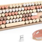 MOFII Wireless Keyboard and Mouse Combo,2.4GHz Retro Full-Size Keyboard with Number Pad and Cute Wireless Mouse for Computer PC Desktops Laptop WindowsxP/7/8/10(Milk Tea Colorful-B)