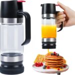 Honey Dispenser No Drip with Base 2025 Upgrade, 12OZ Glass Honey Jar pot with Handle, Syrup Dispenser for Coffee or Tea, Mess Free Honey Dispenser for Honey and Syrup, Honey Container