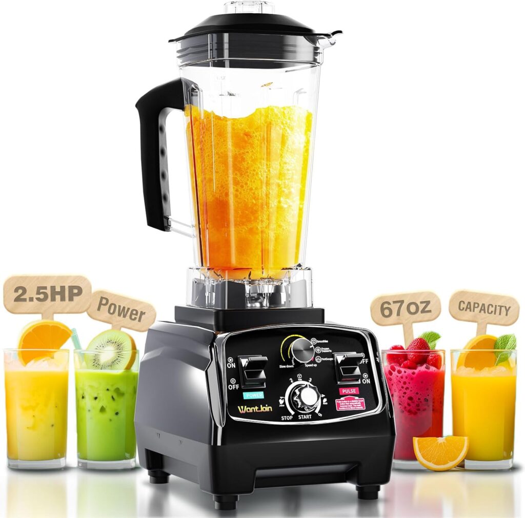WantJoin Smoothie Blender 1800W Powerful Blenders for Kitchen 68 Oz Large Capacity and BPA-Free Containers Countertop Blender for Smoothies, Ice Crushing & Frozen Drinks