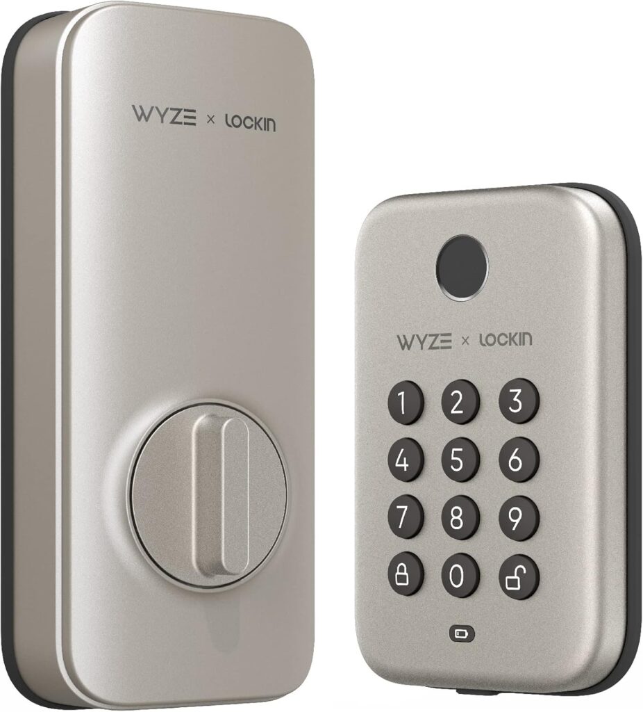Wyze Auto-Lock Bolt, Fingerprint Keyless Entry Door Smart Bluetooth Deadbolt Replacement, Backlit Keypad, IPX5 Weatherproof, in-App History and Scheduled Access, BHMA, UL 20-Min Fire Rated