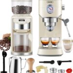 Gevi 20 Bar Espresso Coffee Machine with Burr Grinder Set | 35 Precise Grind Settings | Milk Frother for Latte Cappuccino | Professional Home Barista Kit | Gift for Coffee Lovers