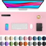 Aothia Leather Desk Pad Protector, Mouse Pad, Office Desk Mat, Non-Slip PU Leather Desk Blotter, Laptop Desk Pad, Waterproof Desk Writing Pad for Office and Home (23.6″ x 13.7″, Fairy Pink)