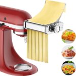 3 in 1 Pasta Attachment for KitchenAid Stand Mixer, All Metal Pasta Maker KitchenAid Attachment, Pasta Sheet Roller, Spaghetti Cutter, Fettuccine Cutter Maker Accessories and Cleaning Brush by Gvode