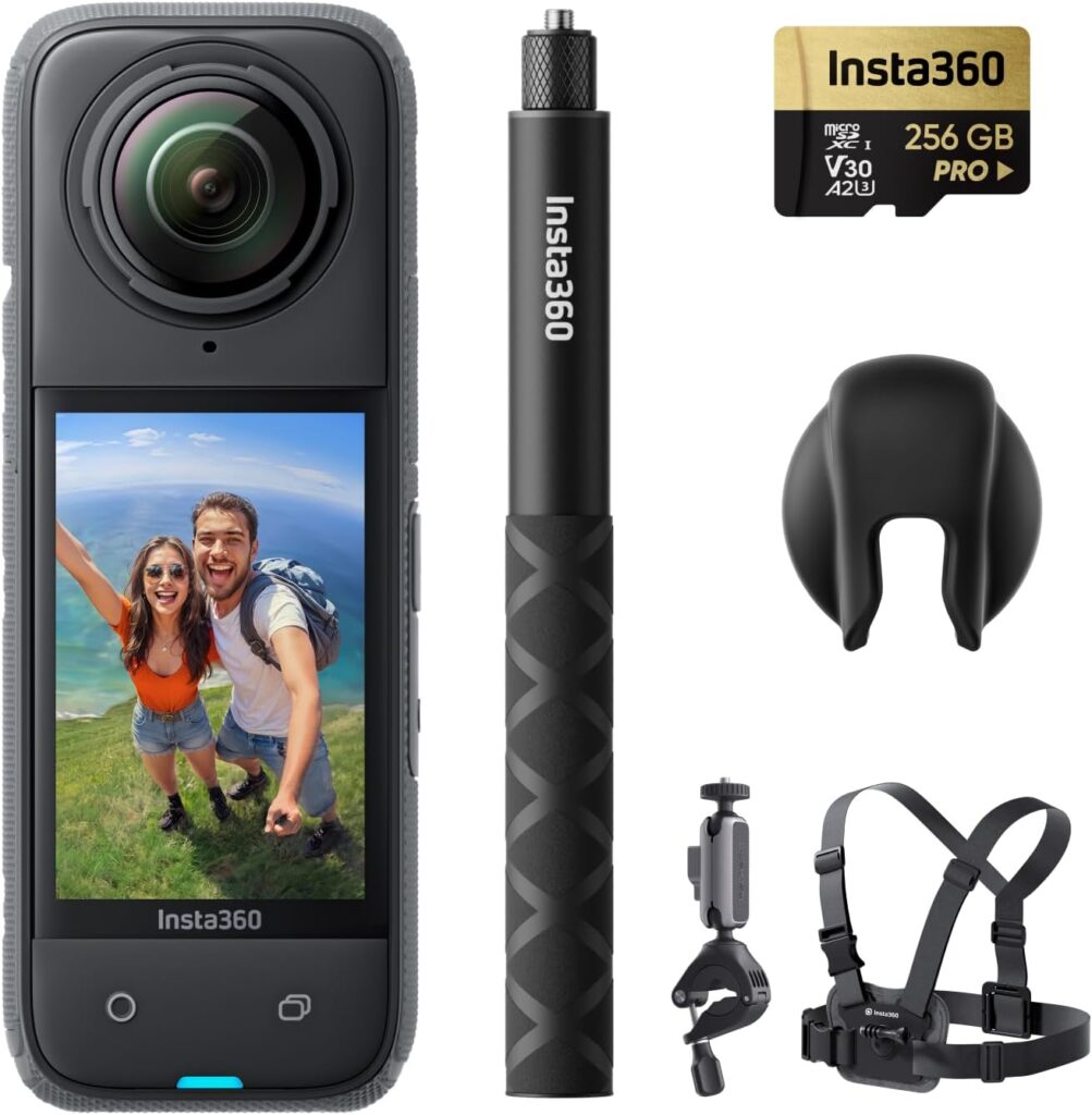 Insta360 X4 Bike Bundle – 8K Waterproof 360 Action Camera, 4K Wide-Angle Video, Invisible Selfie Stick, Removable Lens Guards, 135 Min Battery Life, AI Editing, Stabilization, for Sports, Travel