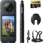 Insta360 X4 Bike Bundle – 8K Waterproof 360 Action Camera, 4K Wide-Angle Video, Invisible Selfie Stick, Removable Lens Guards, 135 Min Battery Life, AI Editing, Stabilization, for Sports, Travel