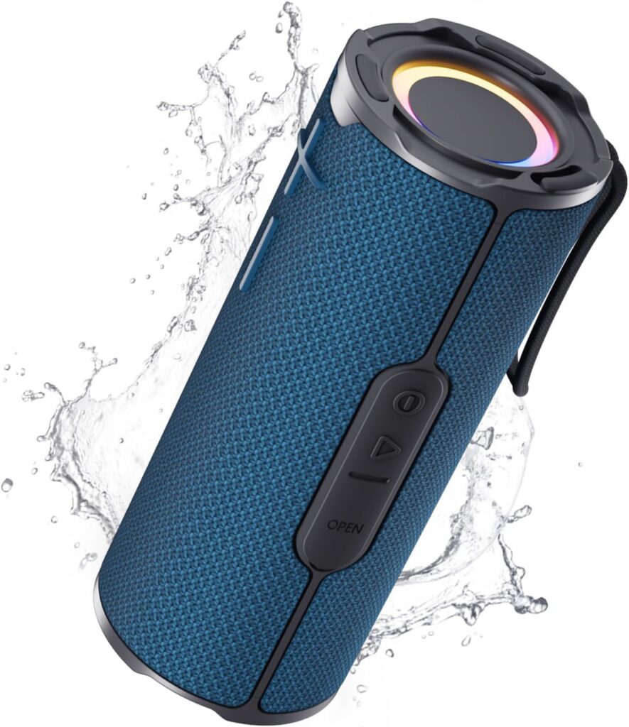 COOPERS Portable Bluetooth Speaker, Wireless Bluetooth Speaker, IPX5 Waterproof Speakers with RGB Lights, Loud Stereo Sound Deep Bass, Long Playtime TWS Pairing for Home/Party/Outdoor Beach