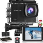 4K 60FPS Action Camera with 64GB Card-48MP Waterproof Camera,40M Underwater Camera,8X Zoom,EIS Stabilization,WiFi,Remote Control,MotorcycleCamera with 2 Rechargeable Batteries