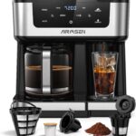 AIRMSEN 12-Cup Programmable Coffee Maker – Single Serve Machine for K-Cup Pods & Ground, 1000W Fast Brew, Delay Start, 2H Keep Warm, Touchscreen, 60oz Tank, Glass Carafe – Home & Office