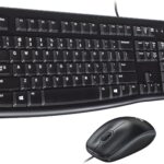 Logitech MK120 Wired Keyboard and Mouse Combo for Windows, Optical Wired Mouse, Full-Size, USB, Compatible with PC, Laptop – Black