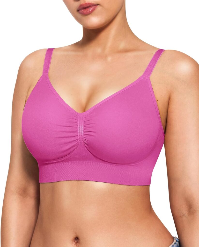 Popilush Bralettes for Women with Support Full Coverage Comfort Wireless Bras Push Up Seamless Bra with Removable Pads