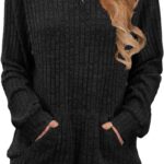 Womens Long Sleeve Shirts Kangaroo Pocket Fashion Hoodies Fall Pullover Sweatshirts