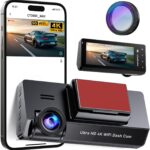 Dash Cam Front 4K Built-in 5GHz WiFi with CPL, Dash Camera for Cars with 64GB SD Card, App Control, 3.69″ IPS Screen Dashcam with UHD 2160P, Night Vision, Loop Recording, Parking Mode, 170°Wide Angle