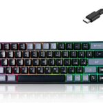 Wired Portable 60% Mechanical Feeling Gaming Keyboard,RGB LED Backlit Compact 68 Keys Mini Wired Office Keyboard for Windows Laptop PC Mac Gamer, Typist, Travel on Business Trip Black–Grey