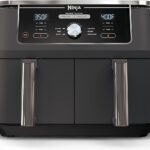 Ninja DZ401 Foodi 10 Quart 6-in-1 DualZone XL 2-Basket Air Fryer with 2 Independent Frying Baskets, Match Cook & Smart Finish to Roast, Broil, Dehydrate & More for Quick, Grey (Renewed)