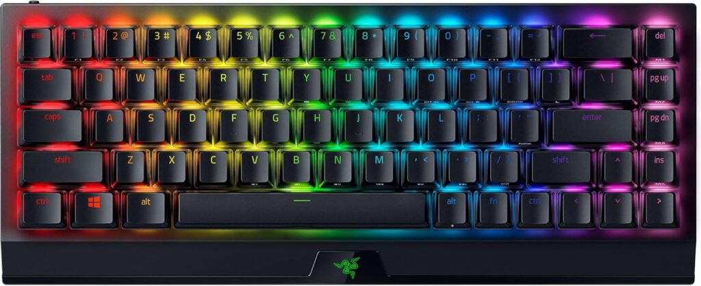 Razer BlackWidow V4 Mini HyperSpeed Wireless Hot Swappable 65% Gaming Keyboard: HyperSpeed Wireless & Bluetooth 5.0 – Orange Switches Tactile & Quiet – Phantom Pudding Keycap – 200 Hr Battery
