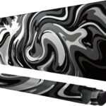 Large Gaming Mouse Pad – Black and White Mouse Pad with Stitched Edges, Extended XL Mousepad with Anti-Slip Rubber Base, Ink Liquid Wave Desk Mat for Keyboard and Mouse(31.5×15.8 inch)