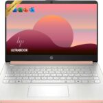HP Rose Gold Ultrabook 14 Laptop with Office 365, Intel 4-Core CPU, 1.1TB Storage (1TB OneDrive and 128GB Emmc), 8GB RAM, Windows 11, No Mouse