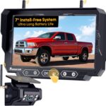 Magnetic Solar Wireless Backup Camera: 7″ Portable 1 Min Easy Install Scratch-Proof No Delay Backup Camera for Truck Rechargeable HD 1080P for Trailer Small RV Camper Pemacom P15