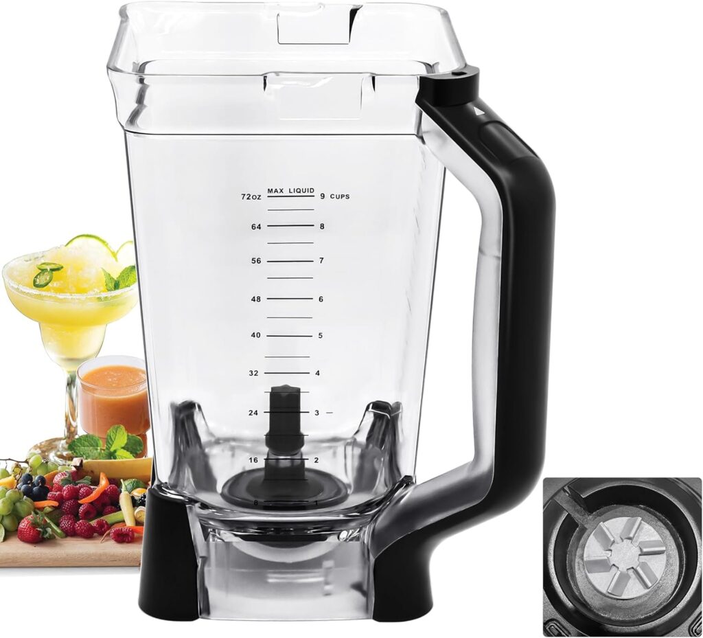 Replacement Pitcher 72 oz XL Compatible with Ninja Blender (New Model) BL610, 72oz Crushing Pitchers Replacement for Ninja BL710WM BL710WMC CO610B CO650B CT610