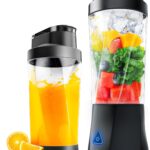 Portable Blender, Cordless, 24oz. Vessel, Personal Blender-for Shakes & Smoothies, BPA Free, Leakproof-Lid & Sip Spout, USB-C Rechargeable & Self Cleaning – Travel with 6 Sharp Blade, Black