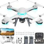 Drone with 1080P Camera for Beginners, Remote Control Quadcopter with Gestures Selfie, Altitude Hold, One Key Start, 3D Flips, 2 Batteries, Toy for Beginners, White