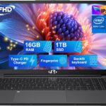 NIMO 15.6 IPS FHD-Laptop, 16GB RAM 1TB SSD Intel Pentium Quad Core N100, Computer with Backlit Keyboard Fingerprint (Beat to i3-1115G4 Up to 3.4GHz) Laptops for Student, Win 11 Gray