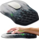 Ergonomic Slope Mouse Pad Wrist Support, Wrist Rest Mousepad for Carpal Tunnel Pain Relief with Massage Bulge and Slow Rebound Memory Foam (12×8 inch, Forest)