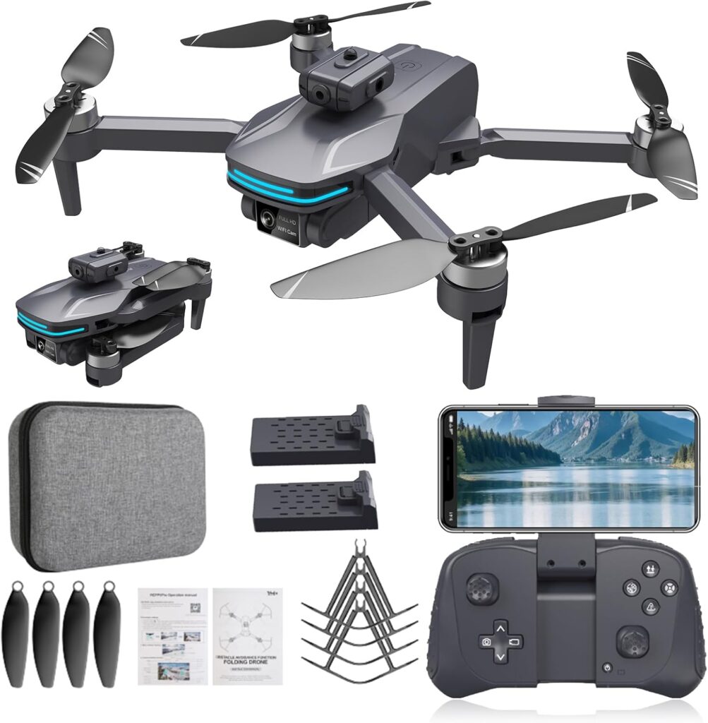 Foldable 4K Drone with Dual Electrically Adjustable Cameras, Brushless RC Quadcopter for Beginners with Altitude Hold, Obstacle Avoidance, One-Key Takeoff/Landing, Carrying Case, Headless Mode