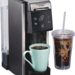 Hamilton Beach FlexBrew Advanced 4-in-1 Single Serve Hot & Iced Coffee Maker with Removable 45 oz. Water Reservoir, Use Pod Packs and Grounds, Fast Brewing, LED Touchscreen, Black (49925)