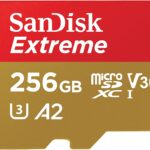 SanDisk 256GB Extreme microSDXC UHS-I Memory Card with Adapter – Up to 190MB/s, C10, U3, V30, 4K, 5K, A2, Micro SD Card – SDSQXAV-256G-GN6MA