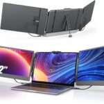 14” Screen Extender Portable Laptop Plug-play, 1080P IPS Laptop Monitor Extender Built-in Speaker, HDMI/USB-A/Type-C Triple Monitor for 13”-17.3” Laptops, Work with Mac, Windows, Chrome, Switch