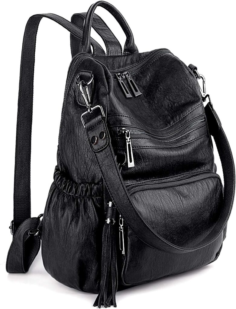 UTO Women Backpack Purse Leather Vegan Ladies Fashion Designer Rucksack Convertible Travel Shoulder Bag with Tassel