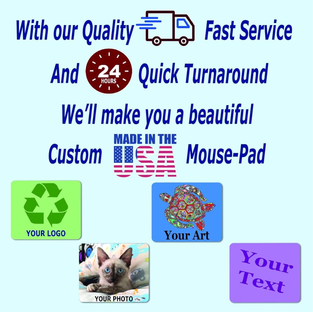 Personalized Mouse Pad – Add Pictures, Text, Logo or Art Design and Make Your Own Customized Mousepad. Each Custom Mouse Mat Comes in a Colorful Gift Bag. Personalized Your Gaming Mousepad (Landscape)