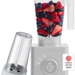 Chefman Obliterator 48 oz Countertop Blender for Smoothies, 1380W Motor to Crush Ice, Nuts, and Frozen Fruit with Stainless Steel Blade, Auto Blend Function, Includes 20 oz Travel Jar – Concrete