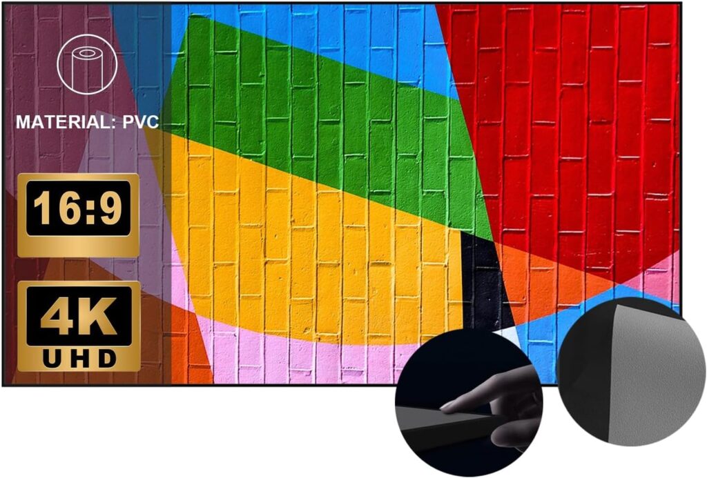 Gallery Fixed Frame Projector Screen Gray Fabric with Slim Frame,Supports 4K/8K,HDR & Active 3D,100 Inches for Universal Projectors in Dimly Lit Environments