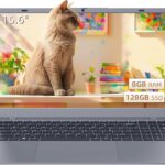 Laptop,15.6” Laptop Computer,8GB RAM LPDDR4 128GB SSD(Expandable to 1TB), AMD Athlon Processor Up to 2.6 GHz,WiFi 5,BT 5.0, Webcam, Poratable Student and Business Laptops