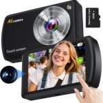 AI Digital Camera, Autofocus AI Camera Front and Rear Compact Digital Cameras for Photography with WiFi,Object Recognition, 3.6” Touch Screen,Smart Digital Camera for Kids Boys Girls (Black)
