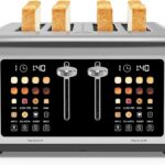 4 Slice Toaster Touch Screen, Stainless Steel Toasters Digital Timer, Dual Control Panel Toasters, 8 Shade Settings 6 Bread Types for Bagel, Cancel, Defrost 1650W
