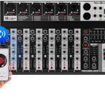 Professional Audio Mixer,6 Channel Audio Interface Sound Board Mixing Console System with Monitor,16 DSP DJ Bluetooth Mixer Reverb Effect +48V Phantom For Karaoke Studio Streaming Recording