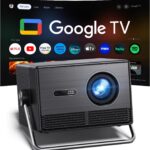 2000 ANSI Official Licensed Google TV Outdoor Projector 4K Full HD, Smart Projector with Wifi and Bluetooth, Auto Focus, Dolby Sound,Built-in Apps,HAPPRUN Indoor Home Theater for Phone/TV Stick/PC/PS5