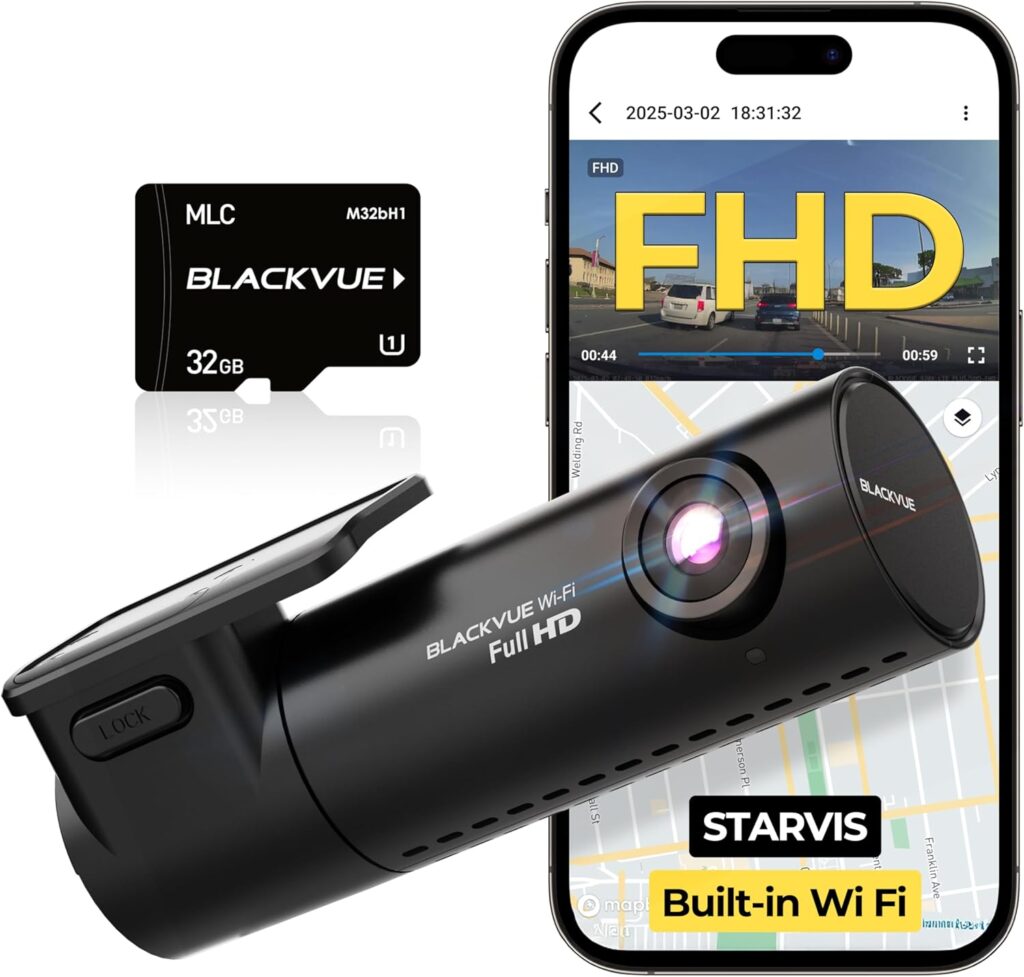 BlackVue DR590X-1CH Plus with 32GB microSD Card | Simple Full HD Wi-Fi Dashcam, 60 Frames Per Second, Parking Mode Support (Kit Included), BlackVue App Support for Video Transfer