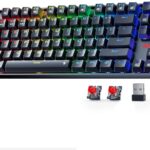 Redragon Wireless Gaming Keyboard, BT/2.4Ghz Tri-Mode Mechanical Keyboard with Aluminum Pannel, Hot-Swap Red Switch, Programmable 87 Keys TKL, LED Rainbow Backlit – K552-KRS